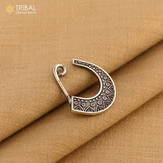 925 sterling silver nath vintage design clip on nose pin ethnic tribal jewelry np100