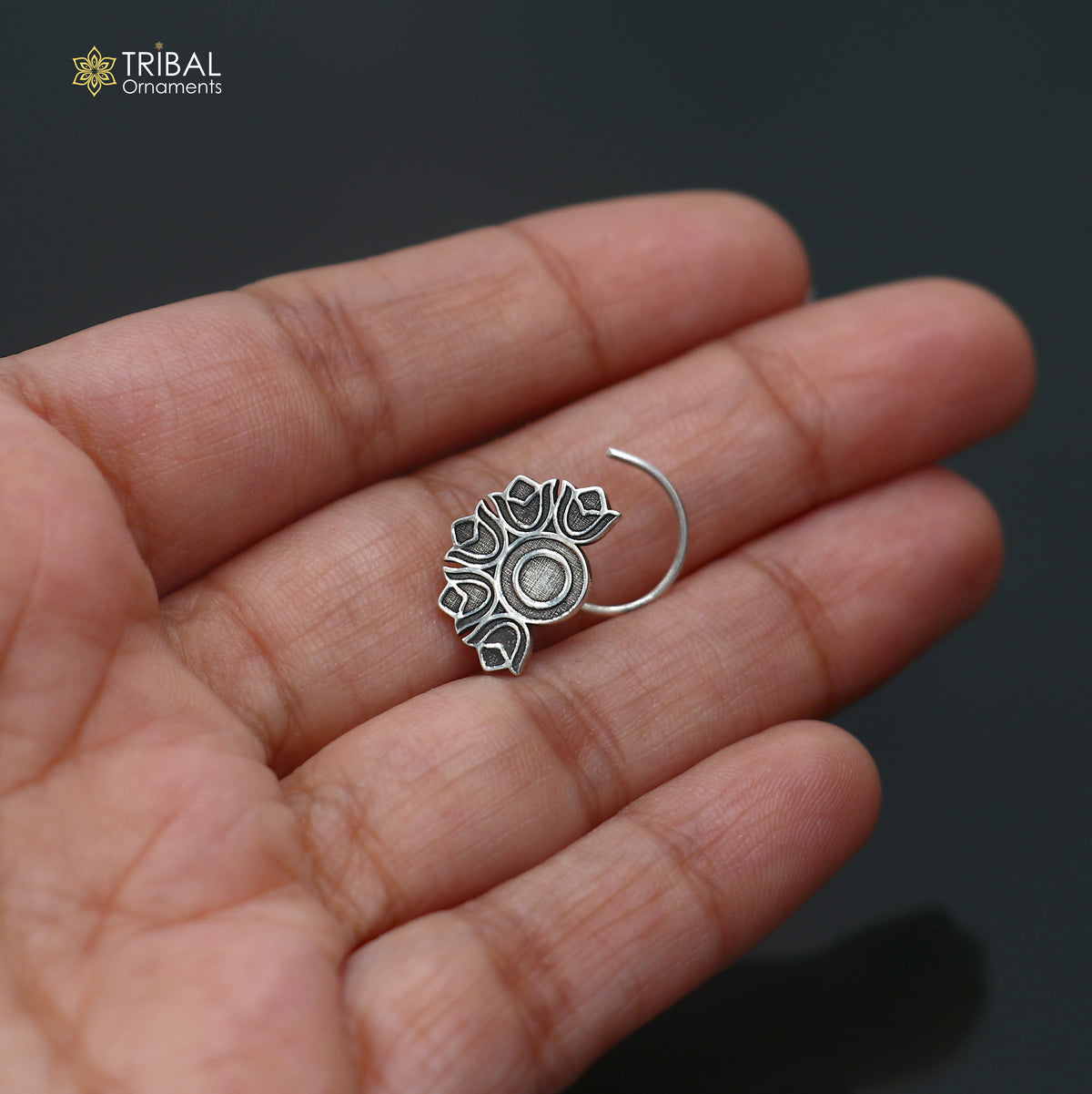 925 sterling silver vintage flower style nose pin ethnic tribal jewelry np136