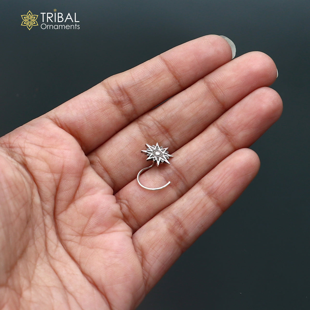 925 sterling silver vintage star design nose pin ethnic tribal jewelry np147