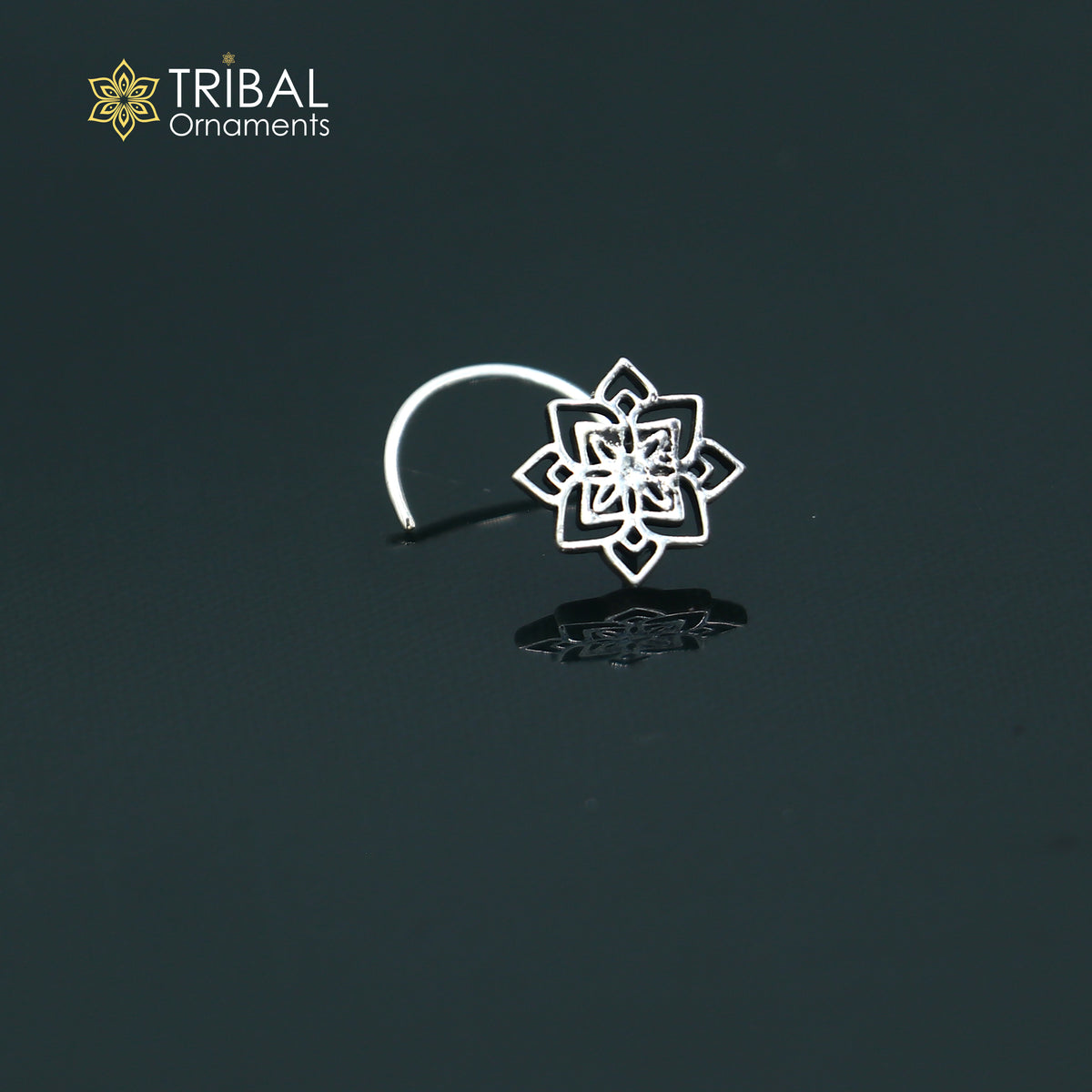 925 sterling silver vintage flower style nose pin ethnic tribal jewelry np149