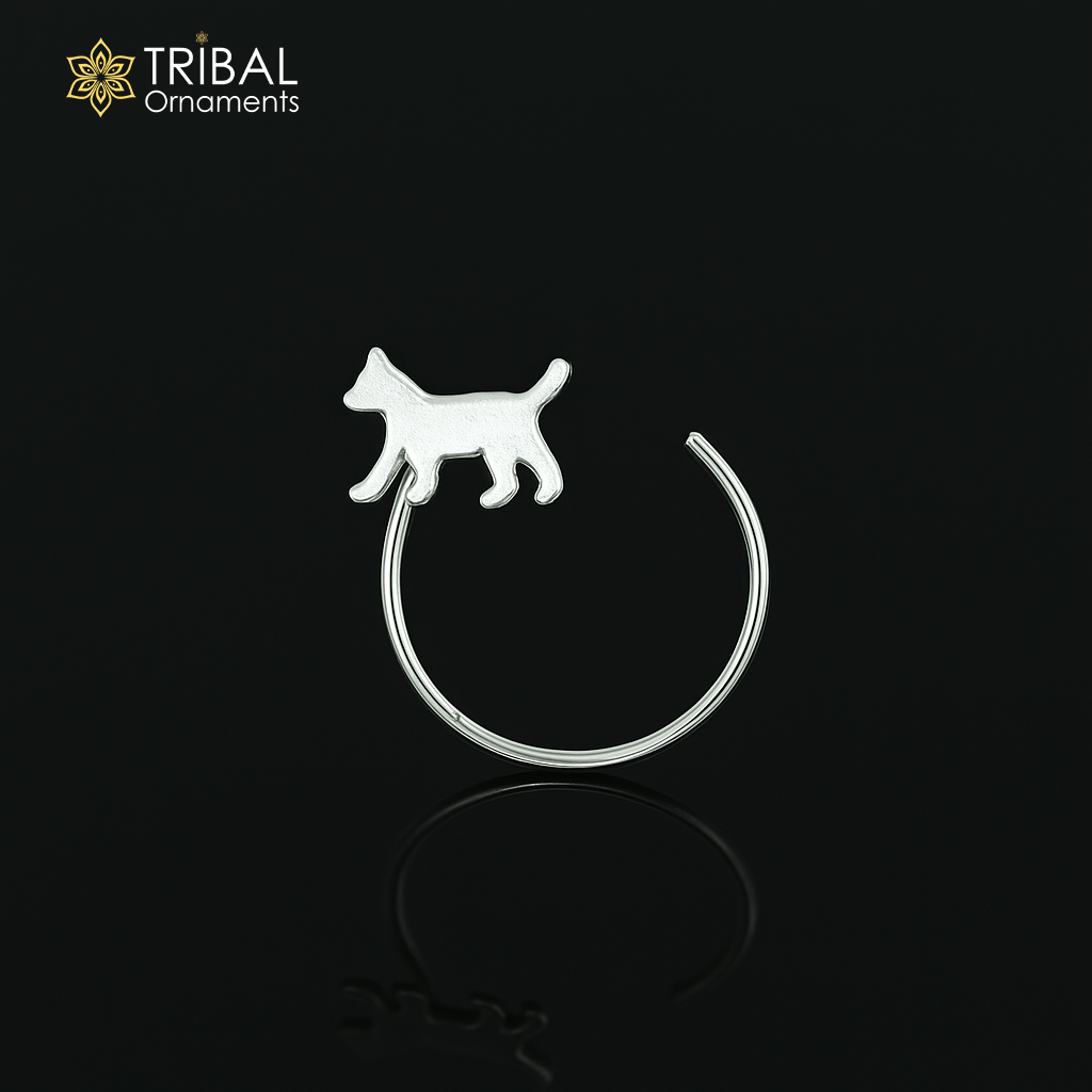 925 sterling silver lion design nose pin u band tribal jewelry np72