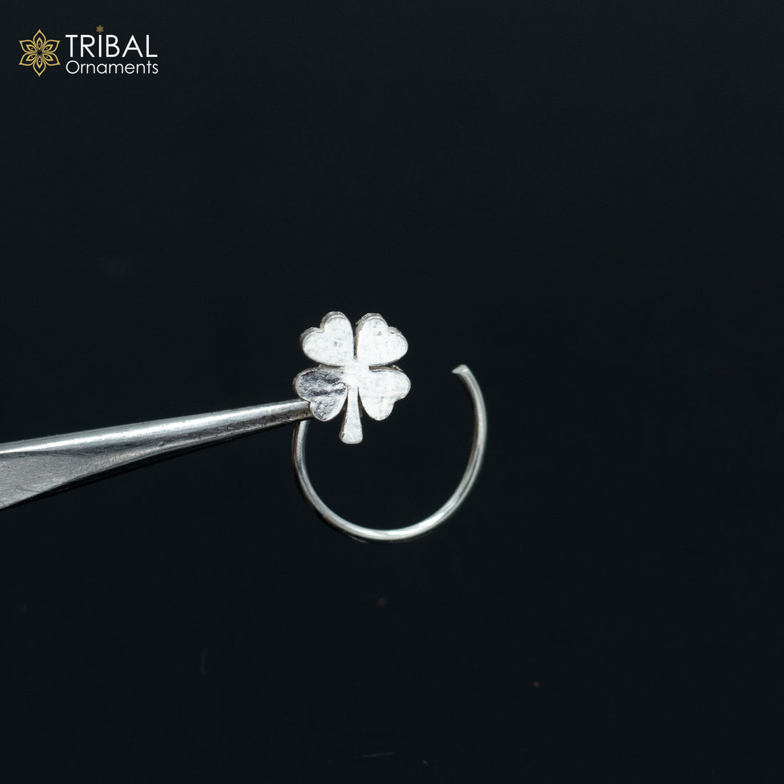 925 sterling silver flower design handmade fabulous nose pin u band tribal jewelry np82 - TRIBAL ORNAMENTS