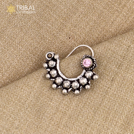 925 sterling silver vintage design stone nose pin ethnic tribal jewelry np92