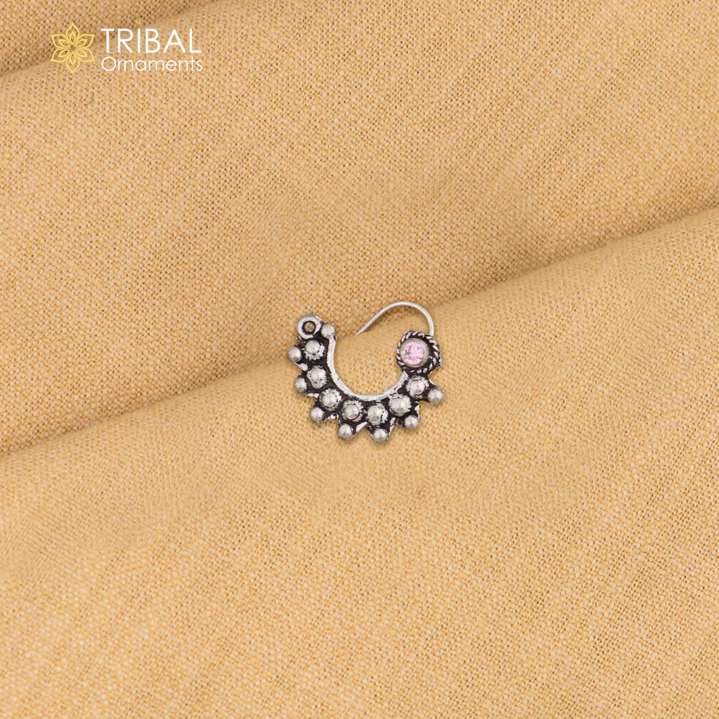 925 sterling silver vintage design stone nose pin ethnic tribal jewelry np92