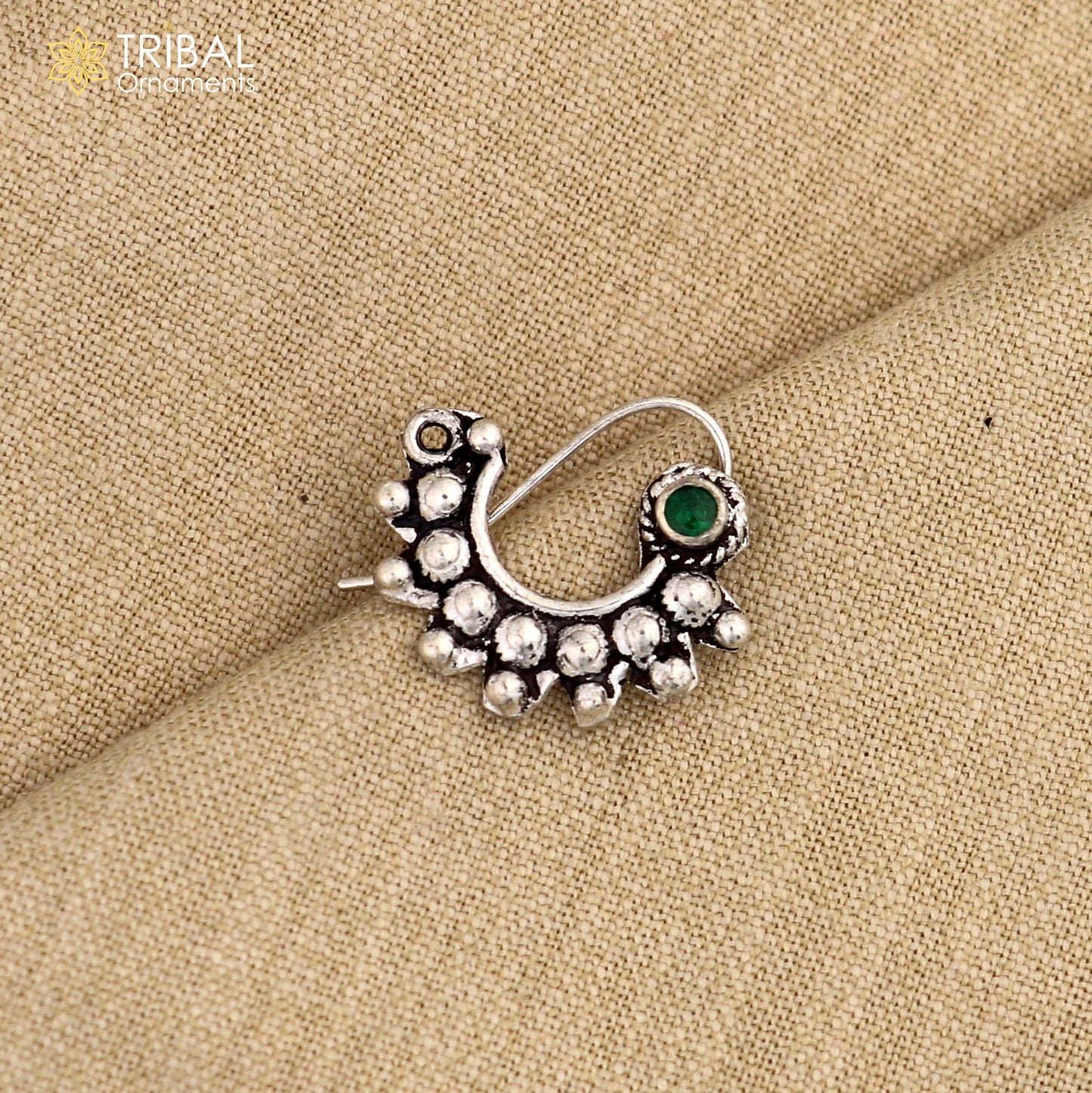 925 sterling silver vintage design stone nose pin ethnic tribal jewelry np92