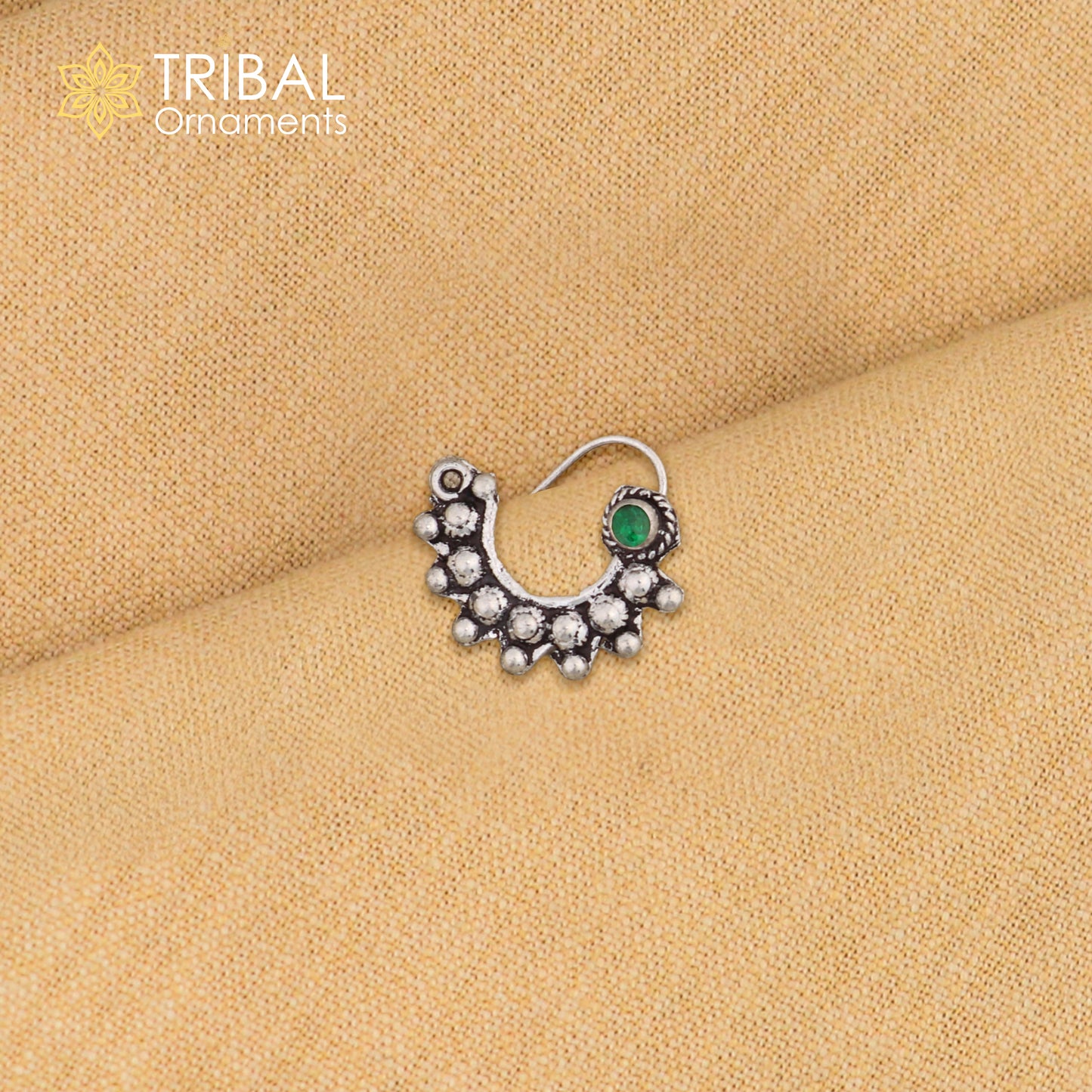 925 sterling silver vintage design stone nose pin ethnic tribal jewelry np92