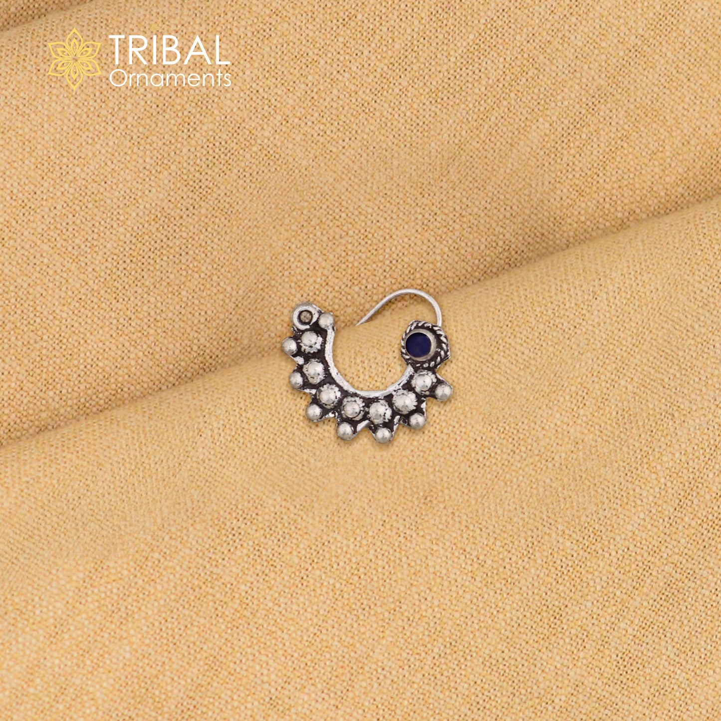 925 sterling silver vintage design stone nose pin ethnic tribal jewelry np92