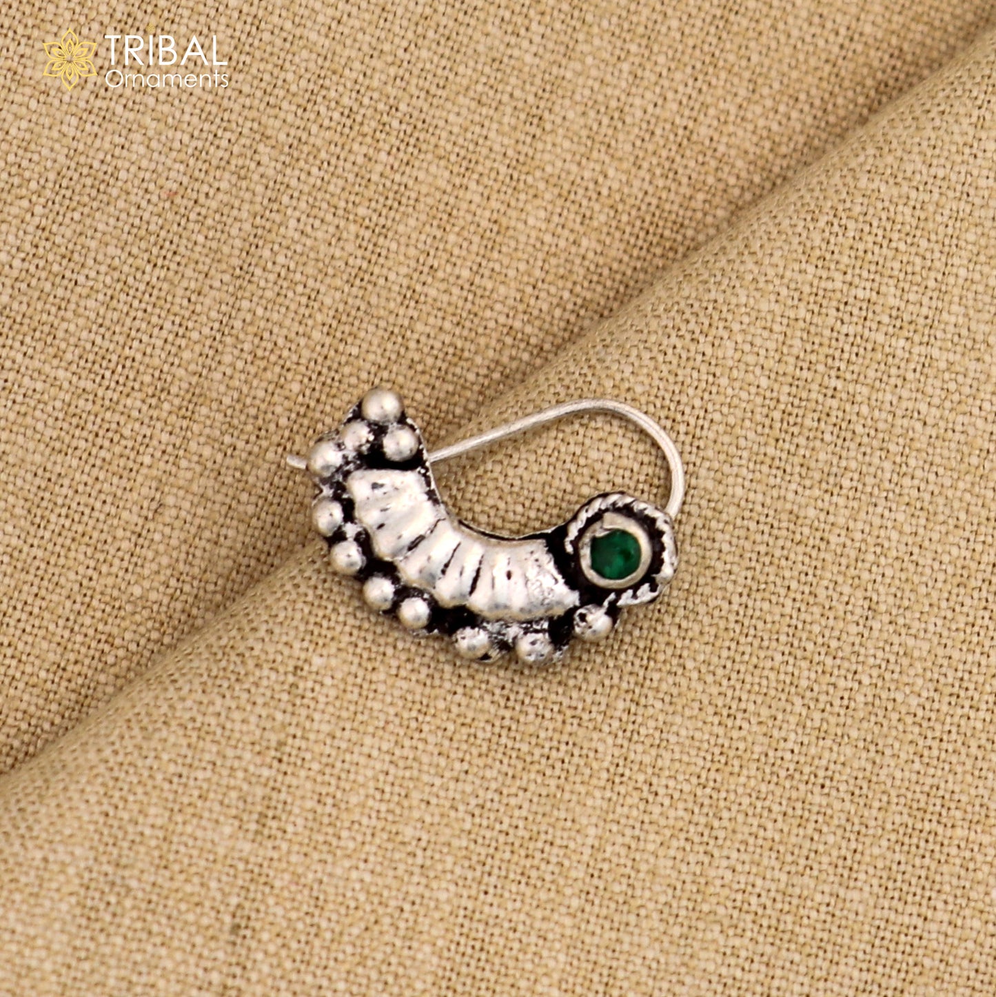 925 sterling silver vintage stylish design stone nose pin ethnic tribal jewelry np93