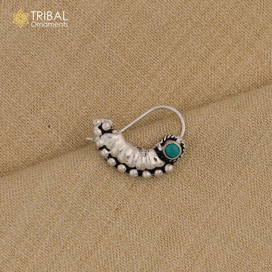 925 sterling silver vintage stylish design stone nose pin ethnic tribal jewelry np93
