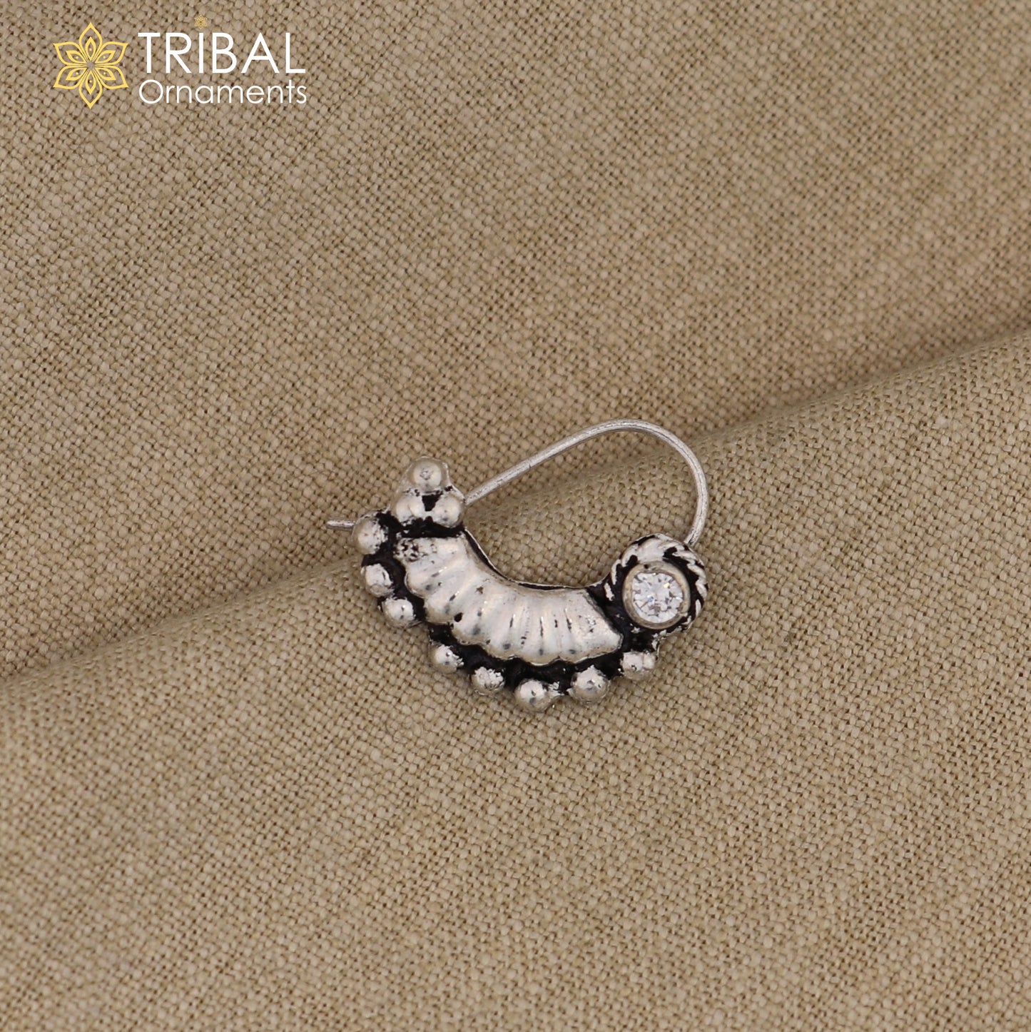 925 sterling silver vintage stylish design stone nose pin ethnic tribal jewelry np93