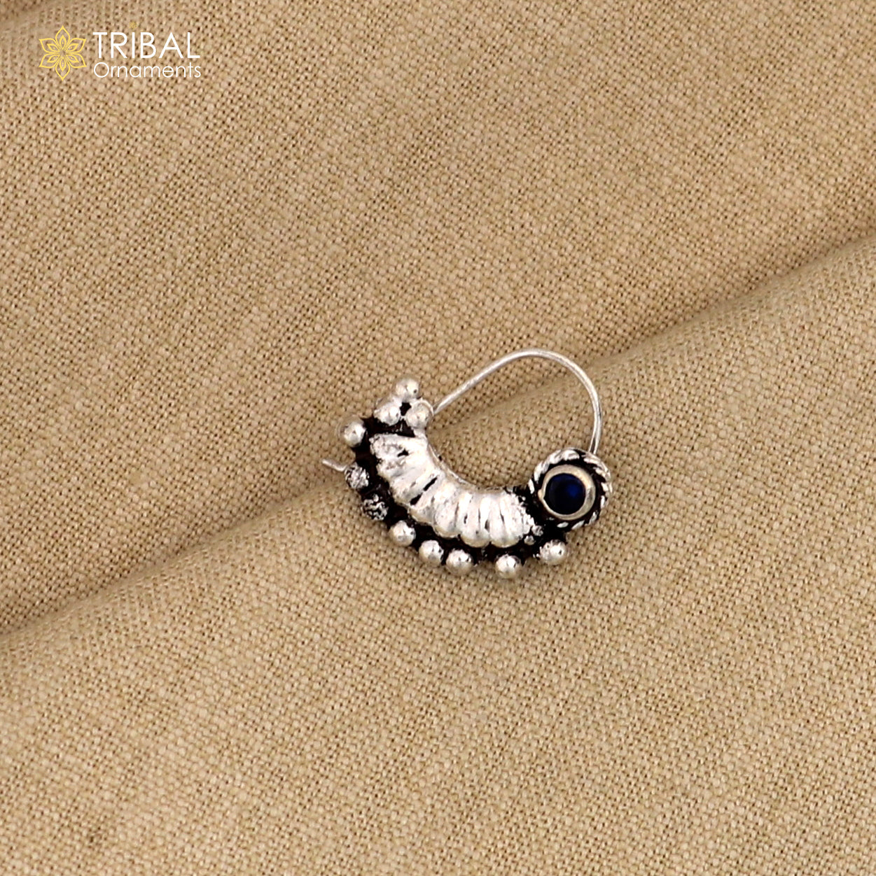 925 sterling silver vintage stylish design stone nose pin ethnic tribal jewelry np93