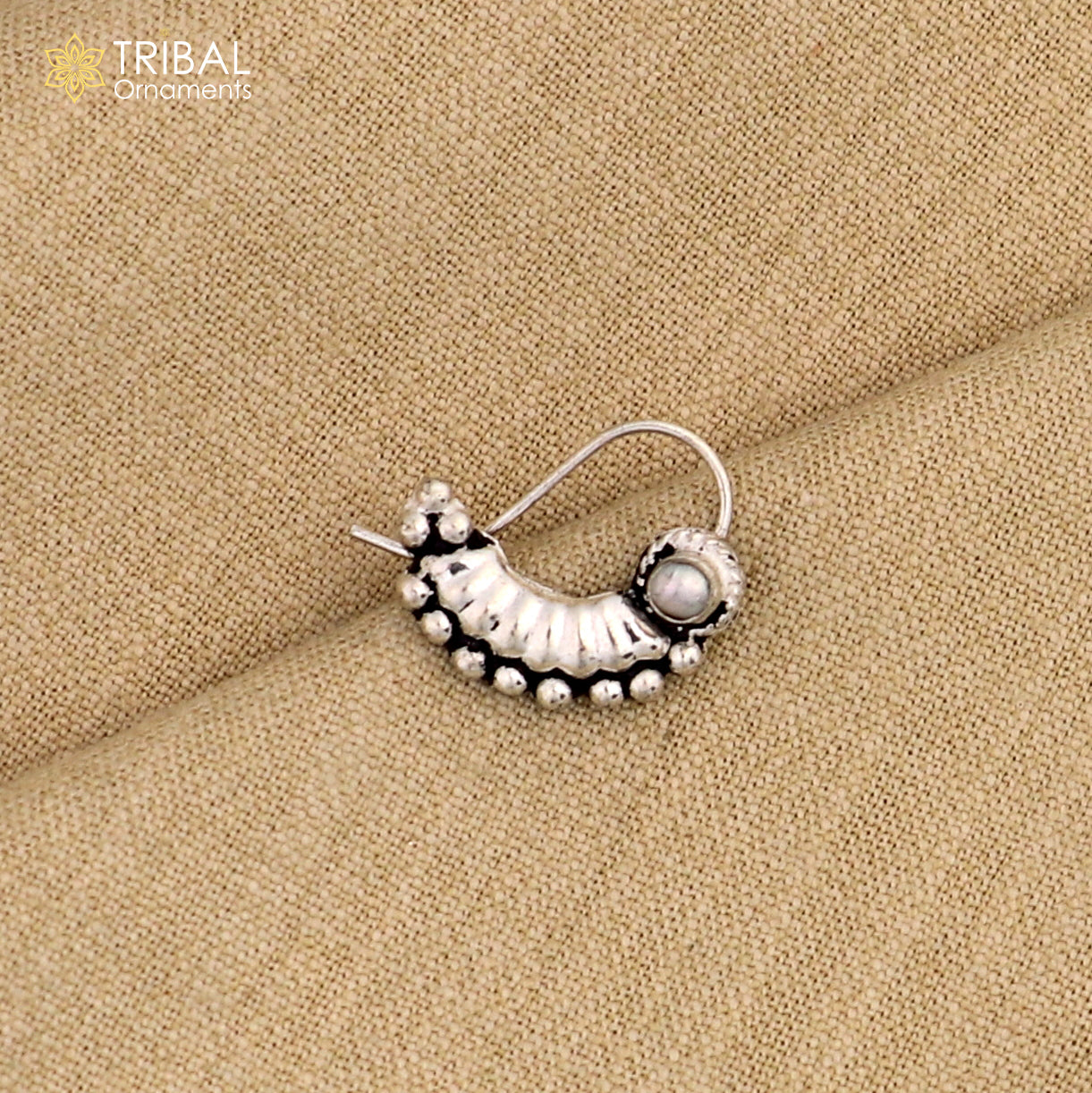 925 sterling silver vintage stylish design stone nose pin ethnic tribal jewelry np93