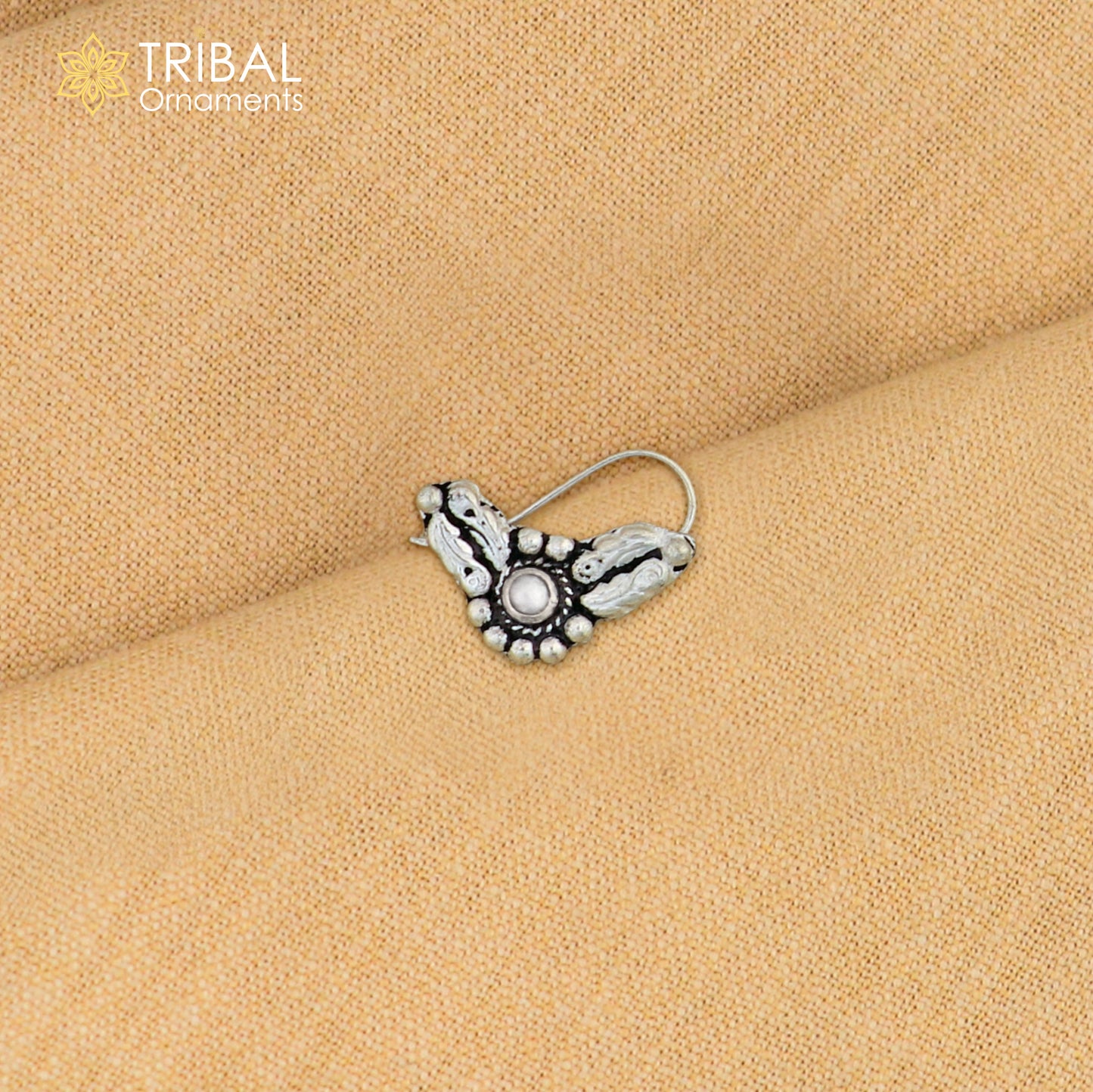 925 sterling silver vintage stylish design stone nose pin ethnic tribal jewelry np95