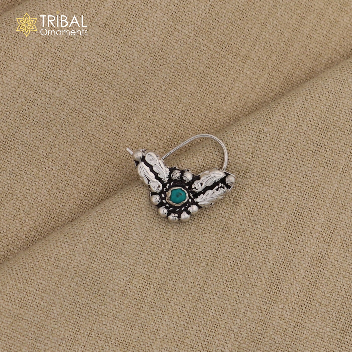 925 sterling silver vintage stylish design stone nose pin ethnic tribal jewelry np95