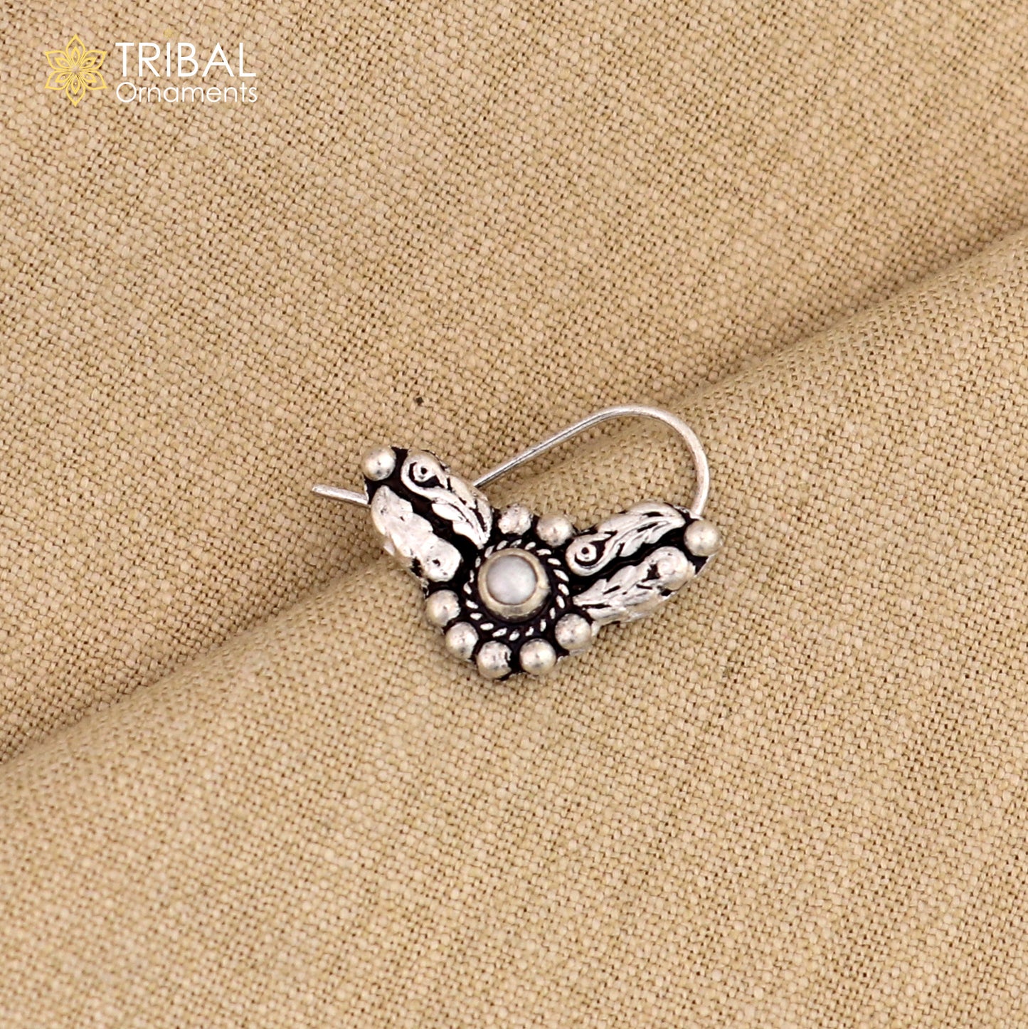 925 sterling silver vintage stylish design stone nose pin ethnic tribal jewelry np95