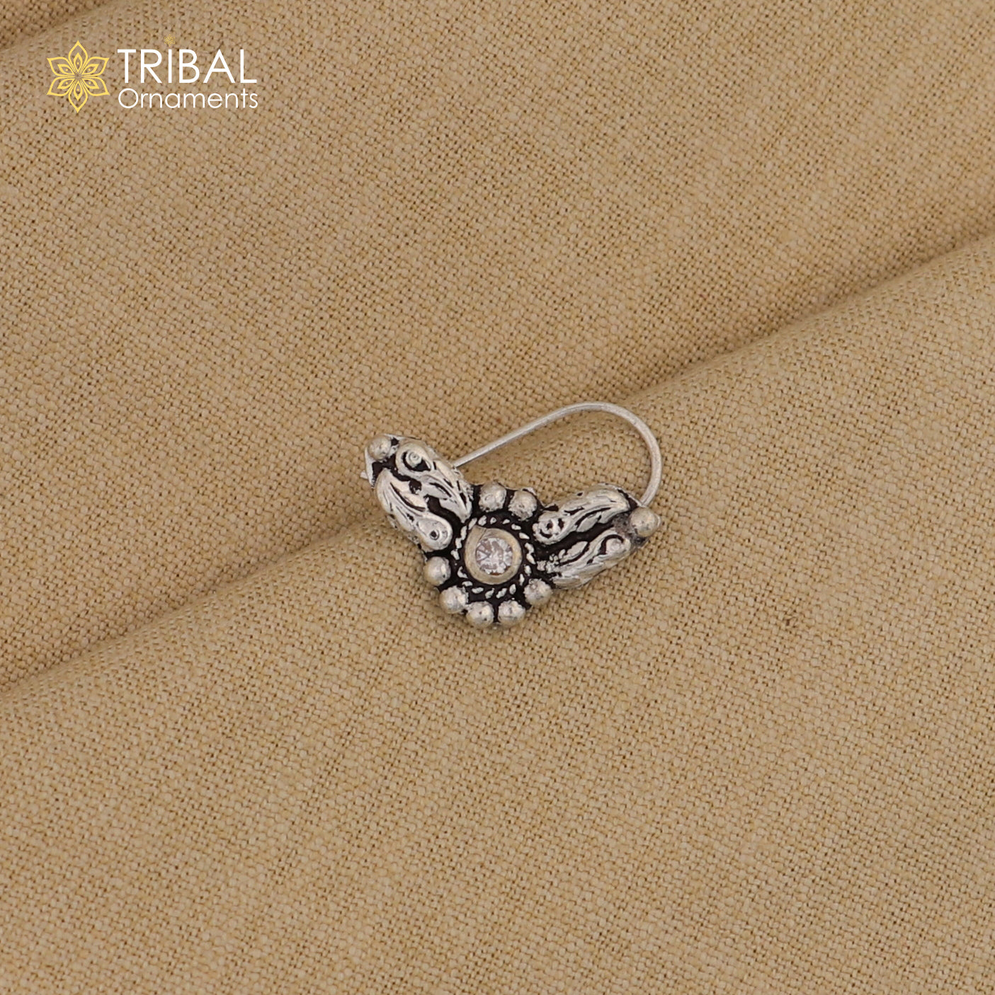925 sterling silver vintage stylish design stone nose pin ethnic tribal jewelry np95