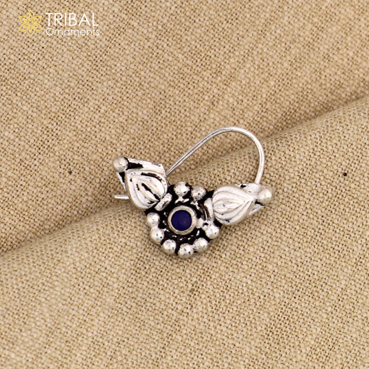 925 sterling silver vintage round design stone nose pin ethnic tribal jewelry np96