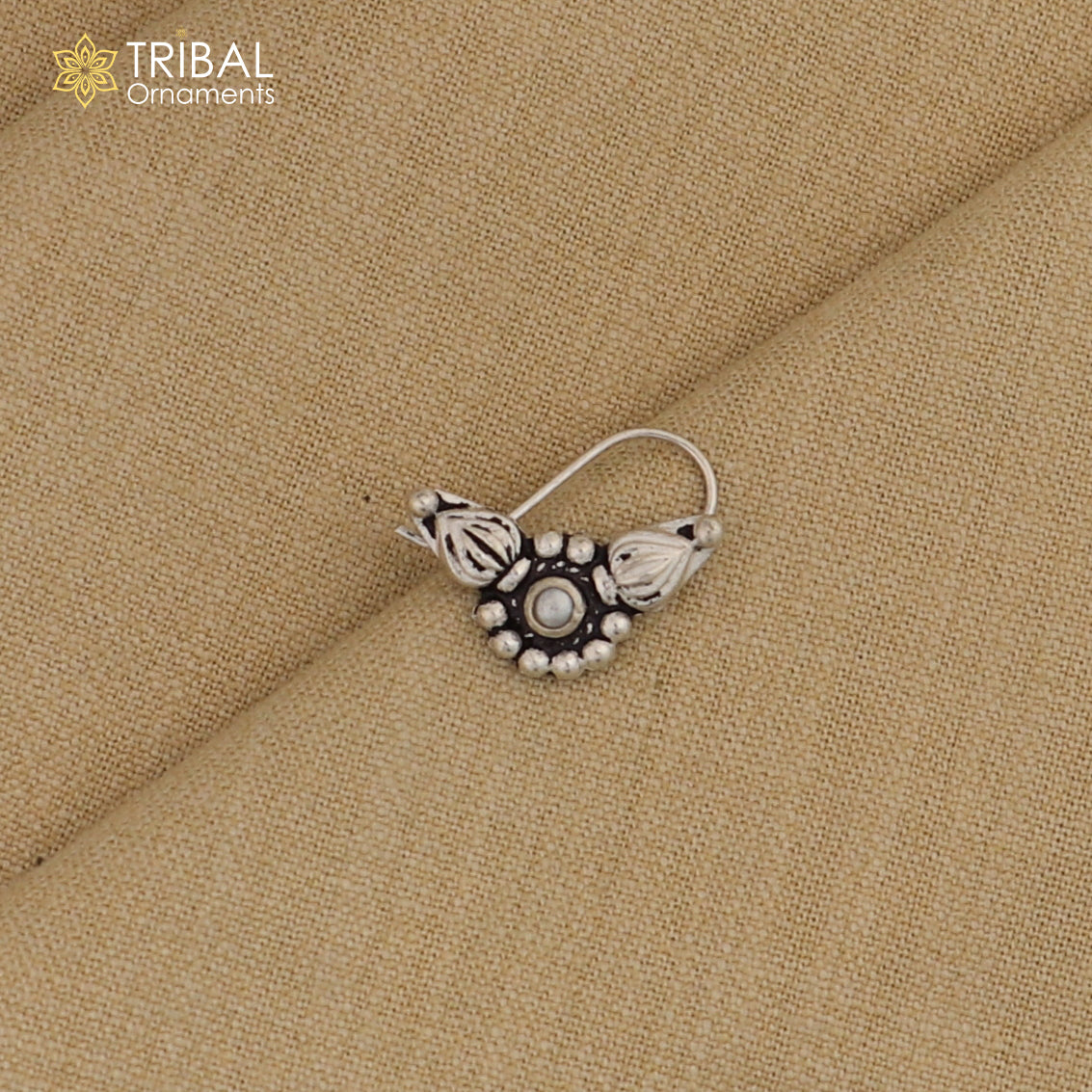 925 sterling silver vintage round design stone nose pin ethnic tribal jewelry np96