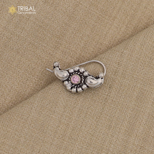 925 sterling silver vintage  stylish design stone nose pin ethnic tribal jewelry np97