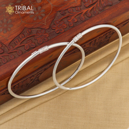 925 Sterling silver plain design Indian traditional women's foot anklets kada tribal jewelry nsfk075