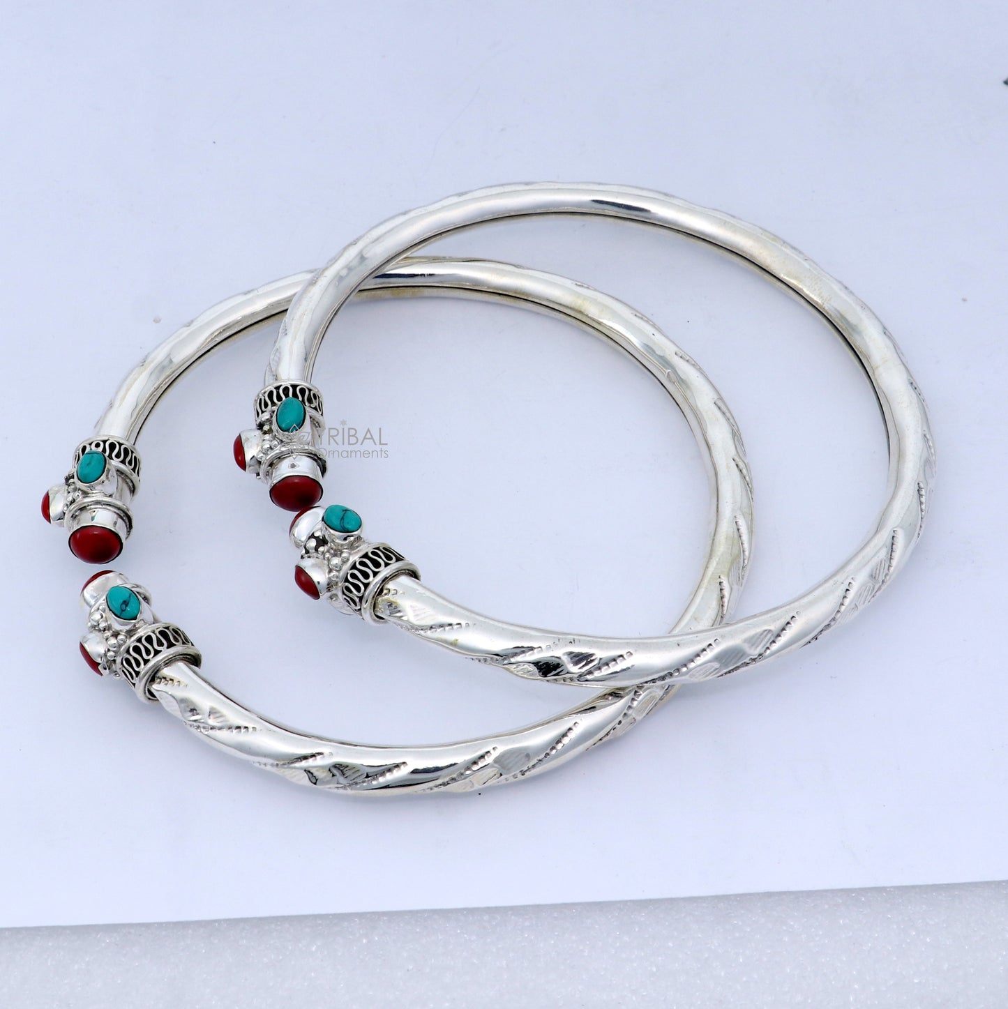 925 sterling silver stylish design ankle kada, ankle bangle bracelet with gorgeous multi colourstone nsfk119