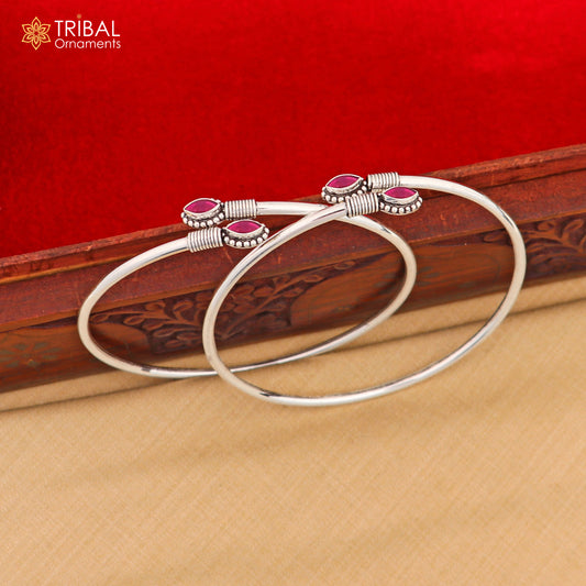 925 sterling silver vint design pink stone customized foot bracelet anklet kada  ethnic jewelry nsfk140