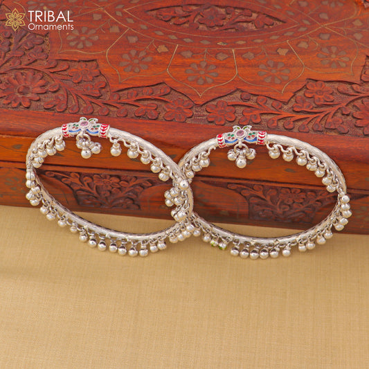 9 mm 925 sterling silver vintage peacock design foot ankle bracelet with noisy bells kada jewelry nsfk157