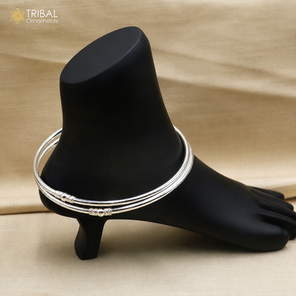 925 sterling silver plain shiny ball design customized foot ankle kada jewelry nsfk167