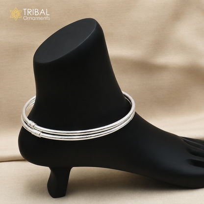 925 sterling silver plain shiny design customized foot ankle kada jewelry nsfk168