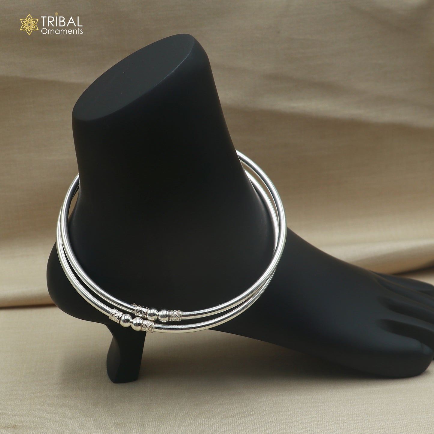 925 sterling silver plain shiny ball design customized foot ankle kada jewelry nsfk169