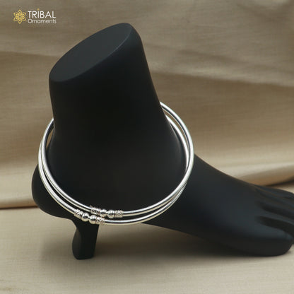 925 sterling silver plain shiny ball design customized foot ankle kada jewelry nsfk169