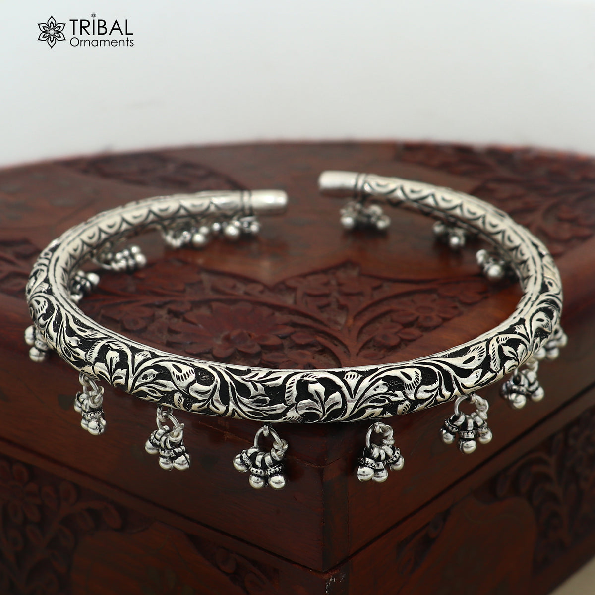 925 pure silver chitai work oxidized foot kada ankle bracelet tribal ethnic silver jewelry nsfk183