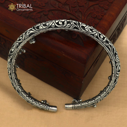 925 pure silver chitai work oxidized foot kada ankle bracelet tribal ethnic silver jewelry nsfk183