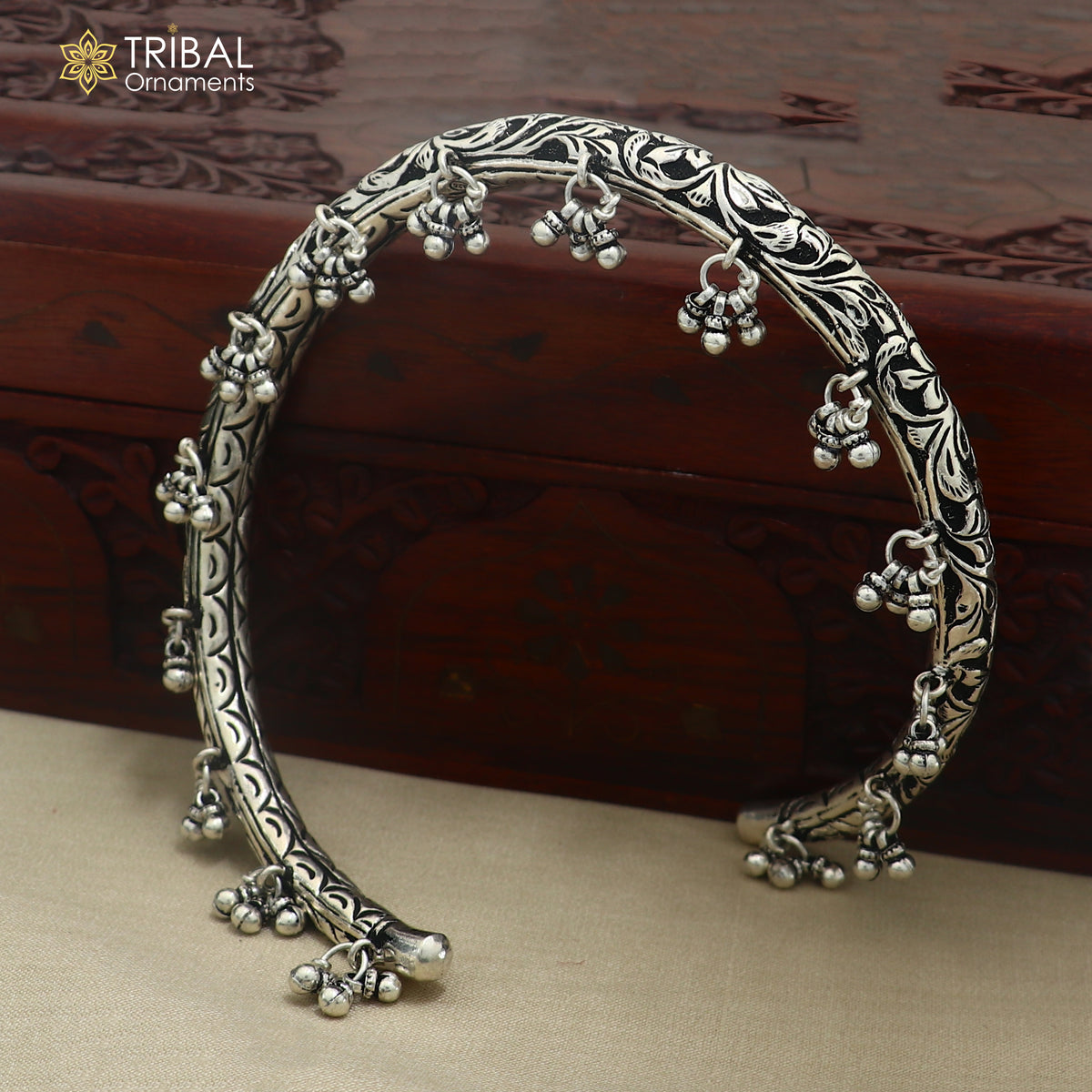 925 pure silver chitai work oxidized foot kada ankle bracelet tribal ethnic silver jewelry nsfk183