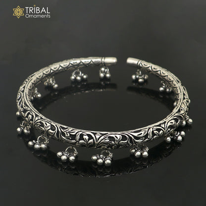 925 pure silver chitai work oxidized foot kada ankle bracelet tribal ethnic silver jewelry nsfk183
