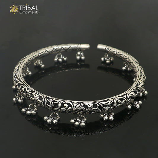 925 pure silver chitai work oxidized foot kada ankle bracelet tribal ethnic silver jewelry nsfk183