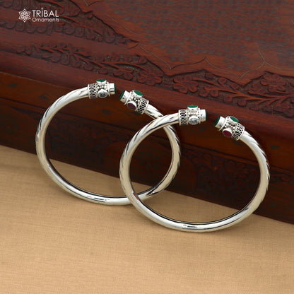 925 sterling silver ankle foot bracelet with gorgeous multi colour stone foot kada nsfk184