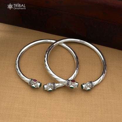 925 sterling silver ankle foot bracelet with gorgeous multi colour stone foot kada nsfk184