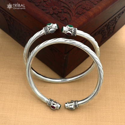 925 sterling silver ankle foot bracelet with gorgeous multi colour stone foot kada nsfk184