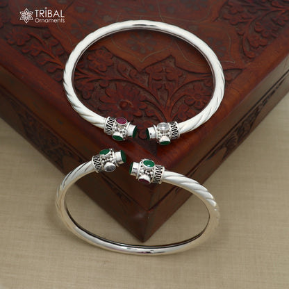 925 sterling silver ankle foot bracelet with gorgeous multi colour stone foot kada nsfk184