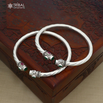 925 sterling silver ankle foot bracelet with gorgeous multi colour stone foot kada nsfk184