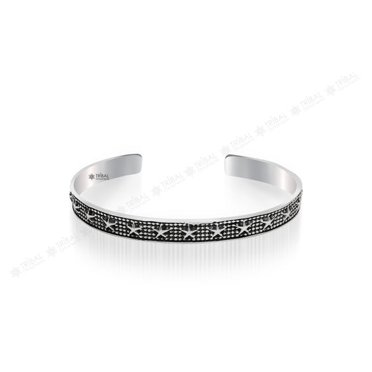 925 sterling silver handmade open face cuff bangle bracelet gifting solid adjustable jewelry, best gift cuff bracelet from india nsk377