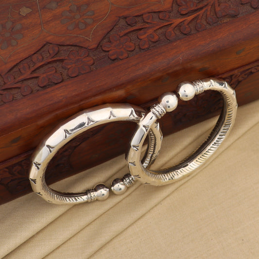 925 sterling silver customized work bangle bracelet kada pair,stylish bangle unisex jewelry nsk327