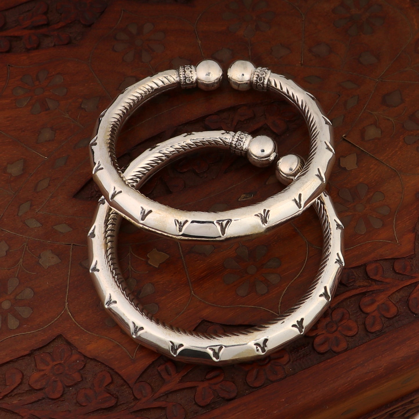 925 sterling silver customized work bangle bracelet kada pair,stylish bangle unisex jewelry nsk327