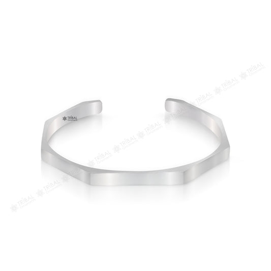 Plain shiny solid 925 sterling silver handmade adjustable cuff bangle bracelet unsex gifting jewelry, solid shiny bracelet nsk374