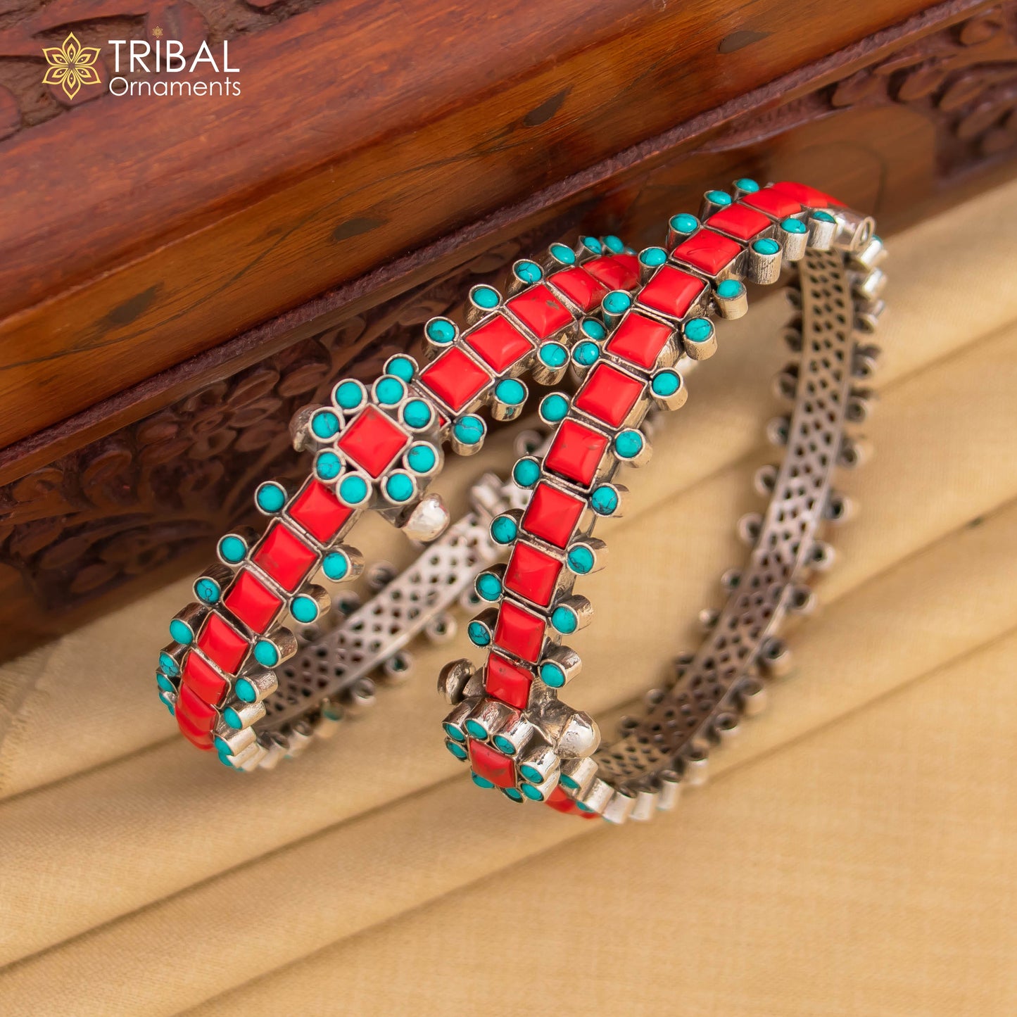 925 sterling silver red coral bangle bracelet with unique closure vintage tribal jewelry nsk815