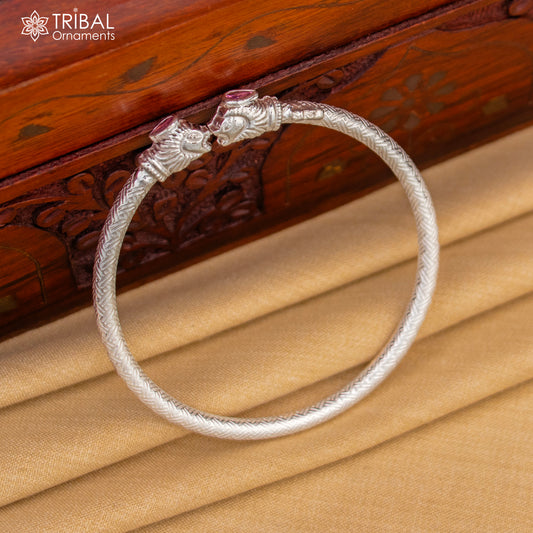 925 sterling silver handmade fabulous lion face stylish kada bangle bracelet tribal jewelry nsk853