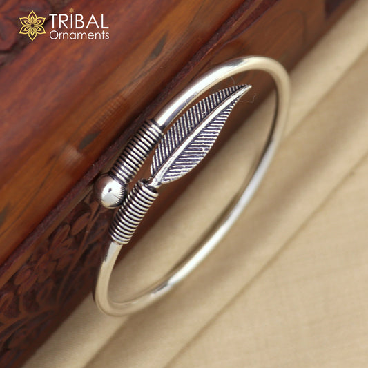 925 sterling silver handmade stylish leaf design kada bangle bracelet tribal jewelry nsk923