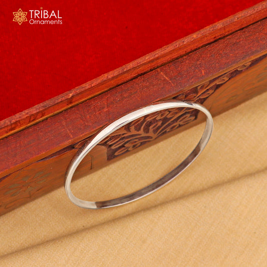 925 Sterling silver customized plain d shape bangle kada tribal jewelry nsk930