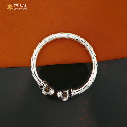925 Sterling silver customized brown stone bangle cuff kada unisex tribal jewelry nsk974